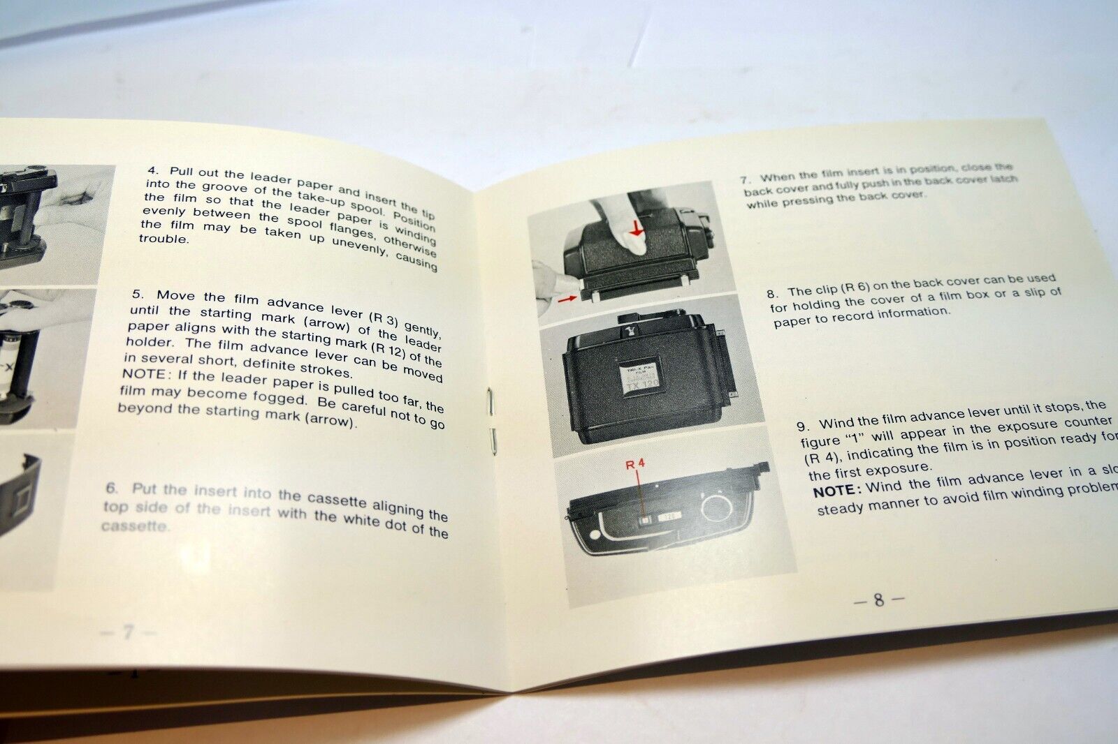 Mamiya RB67 6X7 Roll Film Back Holder OWNER'S MANUAL GUIDE Instructions