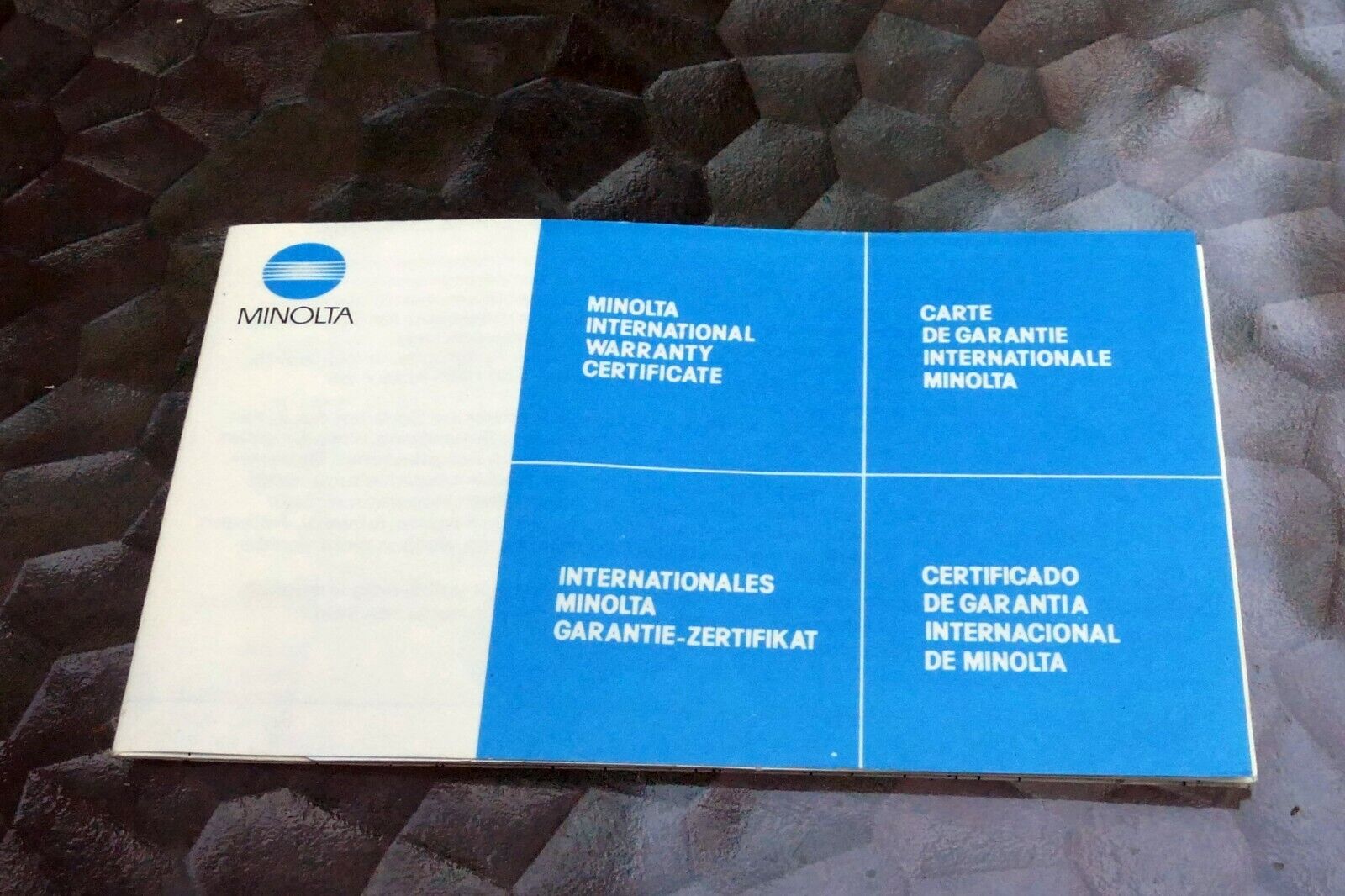 Minolta MD 50mm f2 Lens warranty information booklet  1970's