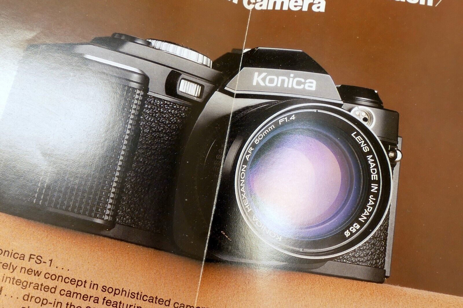 Konica FS-1 camera with built in winder Brochure  Accesory guide