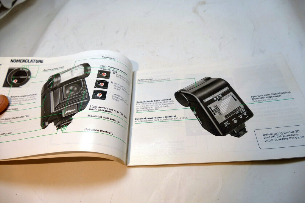 Nikon SB-20 Speelight Flash  Instructions manual guide English EN - vintage