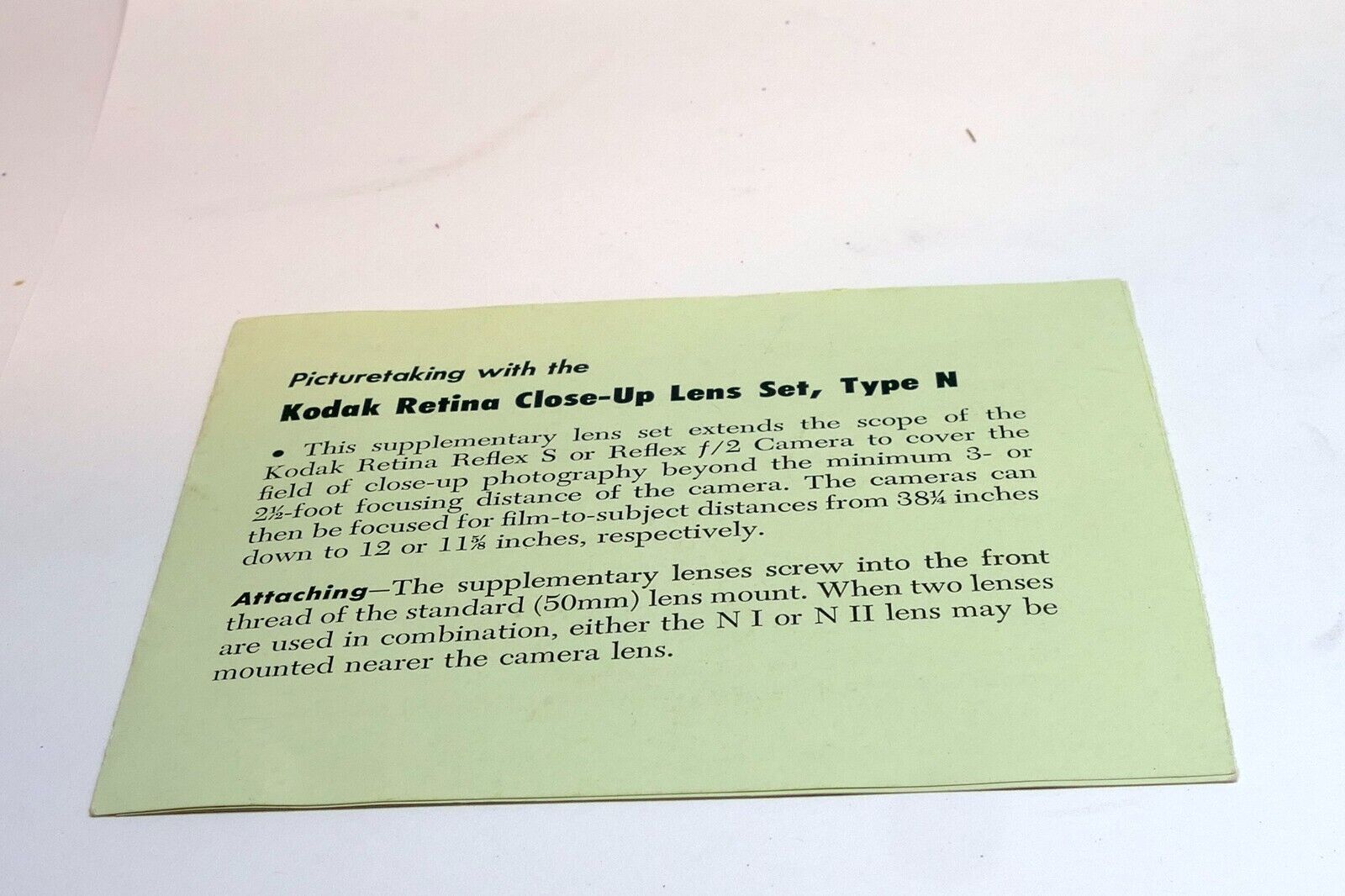 Sales Brochure for Kodak Retina S advertisement Close up lens filter set list
