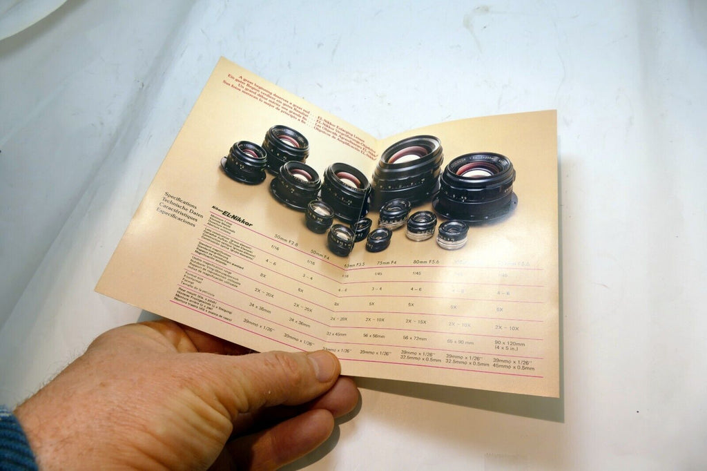 Nikon Nikkor EL Enlarger Lens Information Brochure Specification list