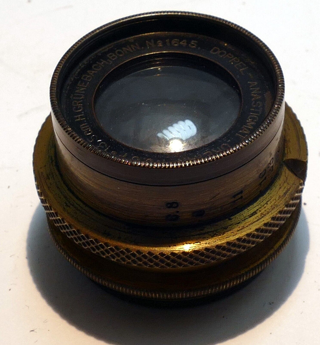 Doppel Anastigmat Oretar 13.5cm f6.8 Lens GruneBach Bonn brass 135mm