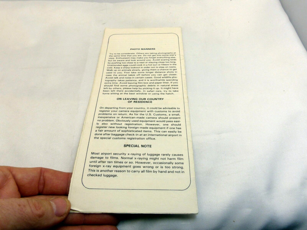 Photographic Hints & Tips for Tourists 1960 Guide Brochure  (EN) English camera