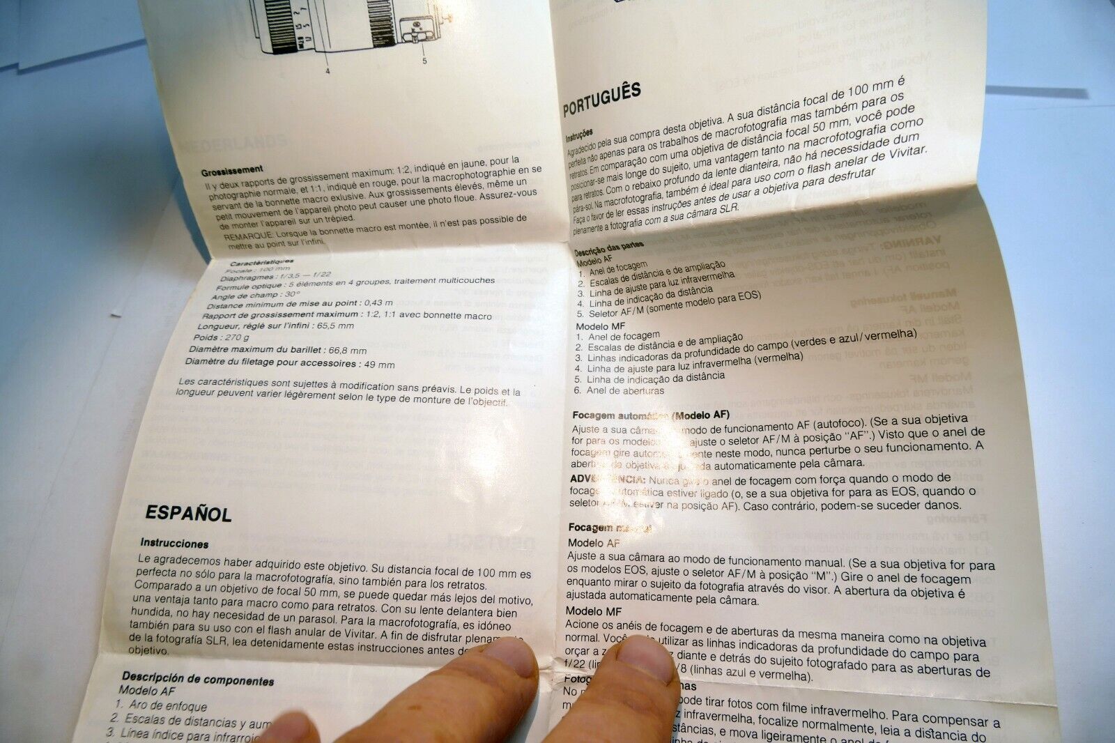 Vivitar 100mm f3.5 Macro AF 1:1  lens Instruction Owner's Sheet  Guide