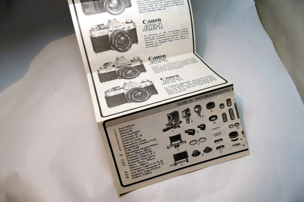 Canon Products F1 A-1 G-III 17 28 Brochure Advertisement vintage camera 1970's