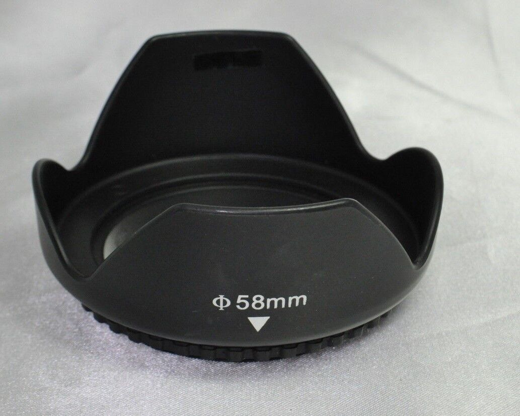 58mm Plastic Lens Hood Screw in Type Petal Shaped for zoom