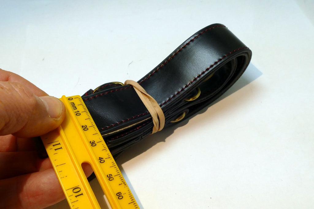 Black Faux Leather Strap  with copper D rings at the end sturdy for  M