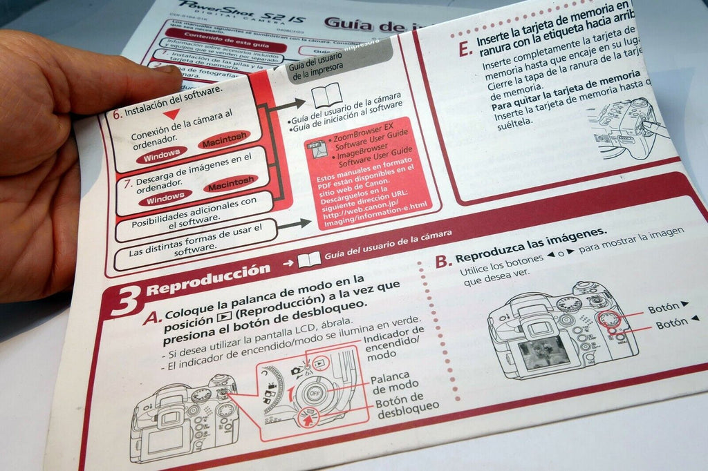Canon PowerShot S2 IS camera Guia de inisiacion rapida Brochure Espanol