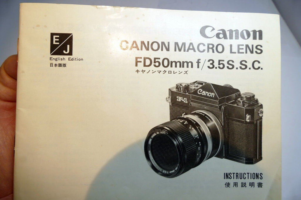 Canon  Macro 55mm f3.5 FD SC SSC Lens Guide Manual  Instructions EN 1978 EN/ JP