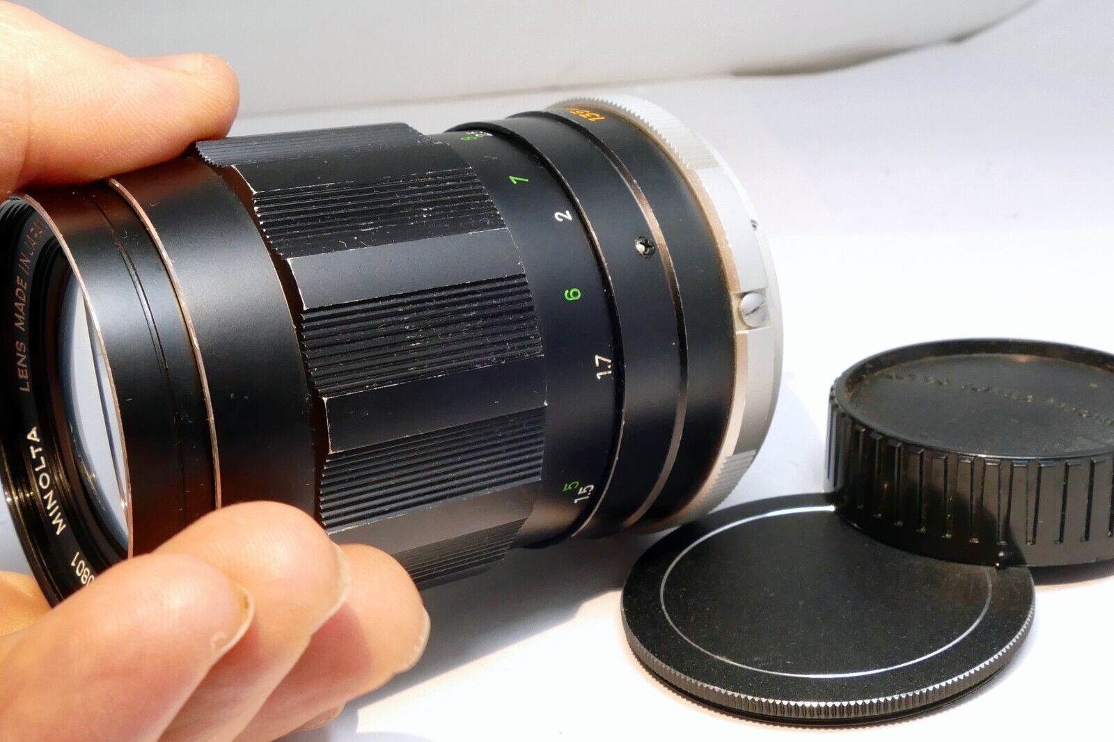 Minolta MC Tele Rokkor QD 135mm f3.5 Lens - AS IS with aperture oil stuck