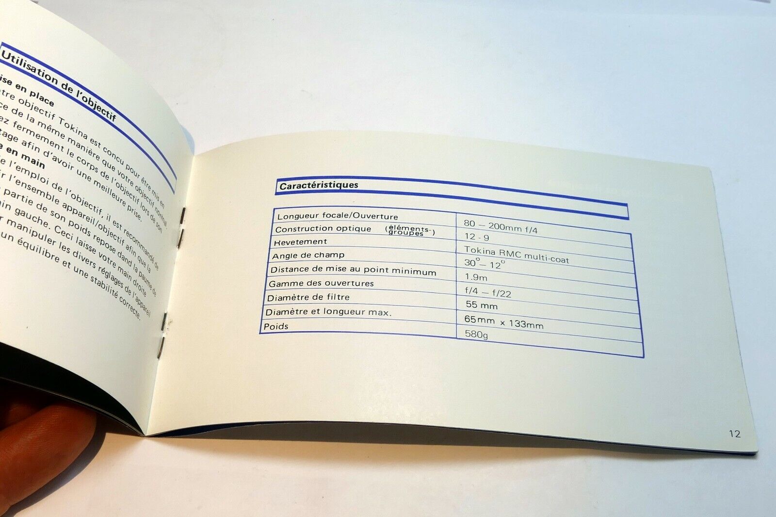Tokina SZ 820 80-200mm f4 Lens Instruction Guide  EN FR SP GR