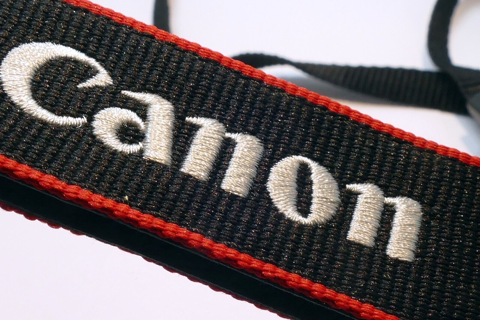 Canon EOS Camera Shoulder Strap Black-White Embroidered 3cm wide - OEM Genuine