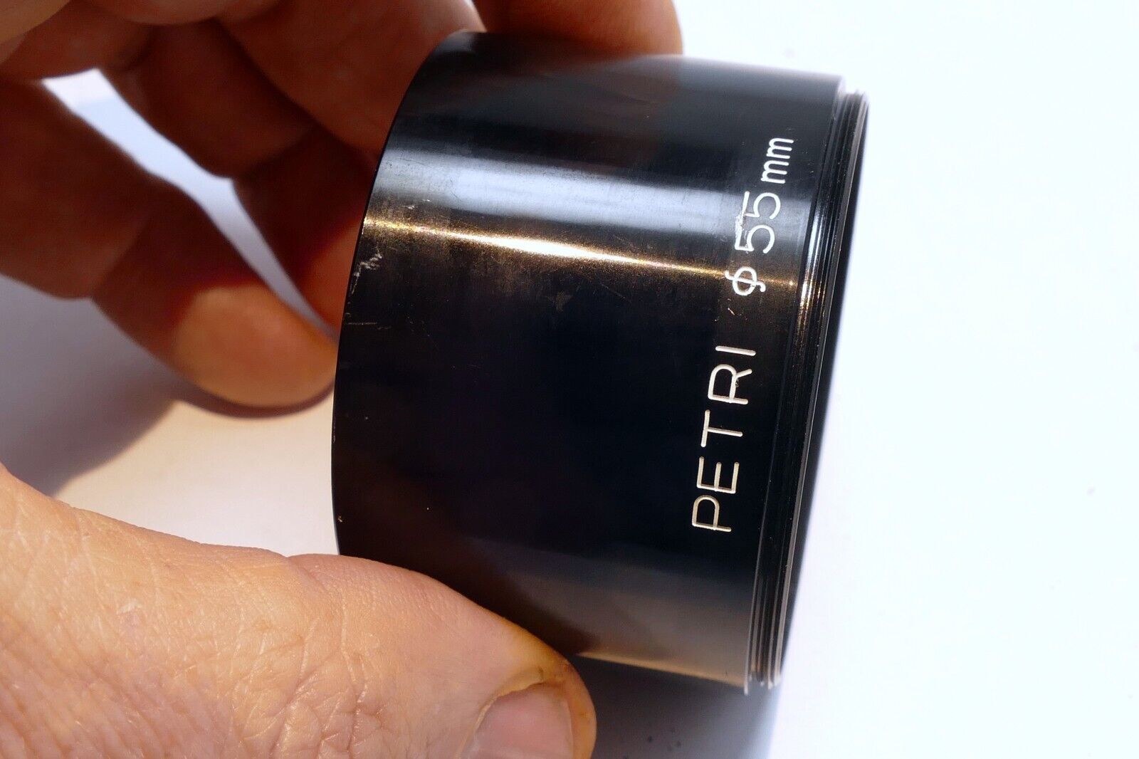 PETRI 55mm threaded Lens Hood Shade screw in metal telephoto