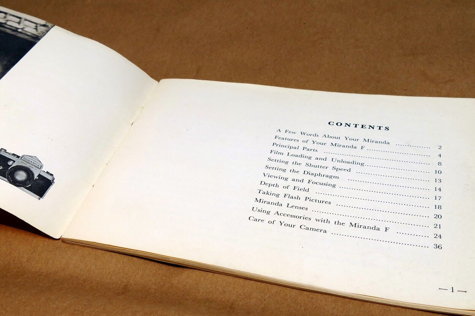 Miranda Model F camera Instruction Manual Guide (E) English