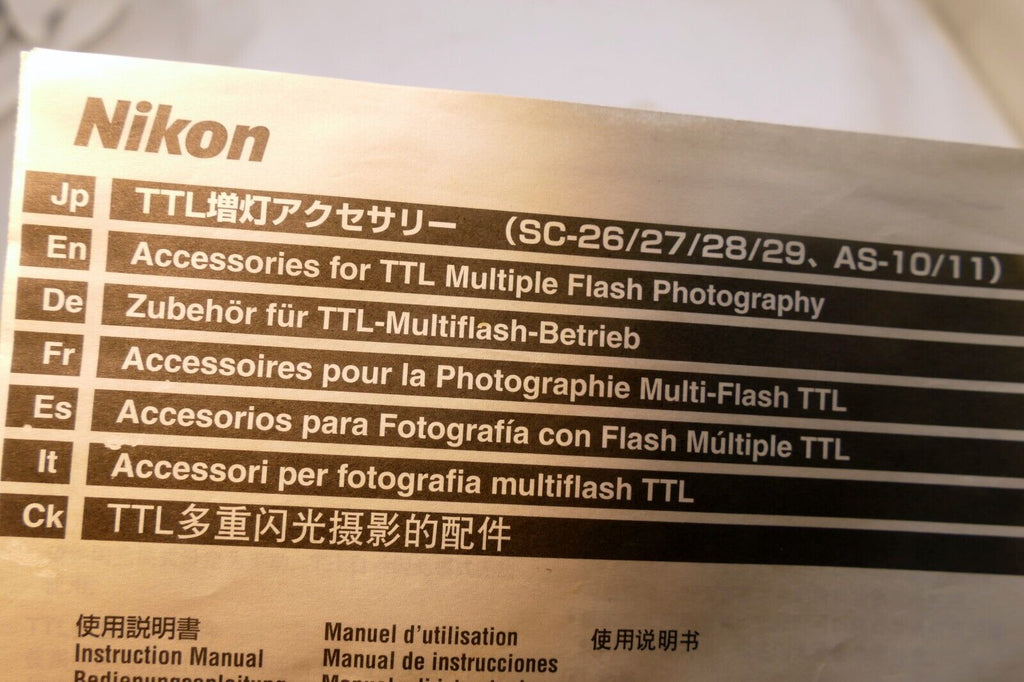 Nikon SC-26 27 28 29 Synch for TTL Flash System  Guide AS-10 11