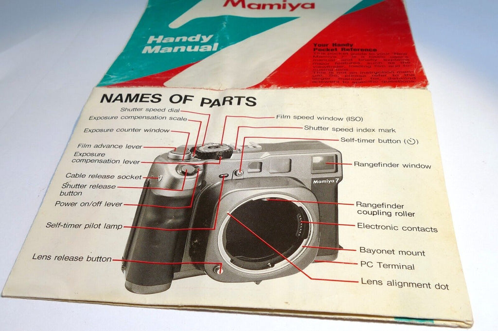 Mamiya 7 HANDY POCKET MANUAL (QUICK GUIDE)  Concise short English EN camera