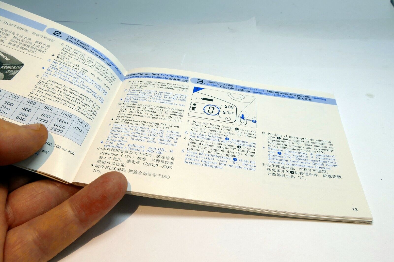 Konica MR. 640 Camera Guide Instruction Manual English Francais Espanol Italiano