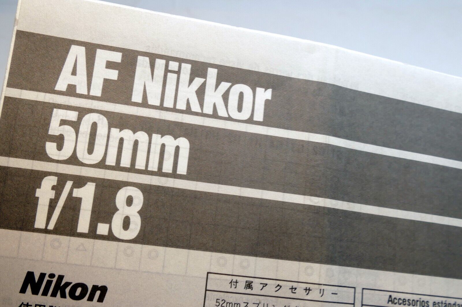 Nikon AF 50mm f1.8  Ai-s Nikkor lens  Guide manual  It Ck Ch