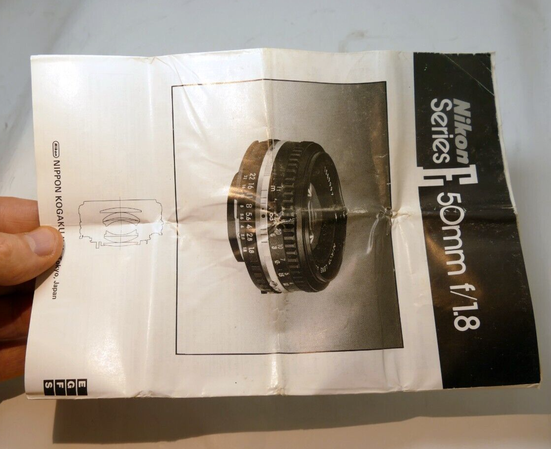 Nikon E series 50mm f1.8  Ai-s LENS Instruction Guide Manual 1983 En Gr Fr Sp