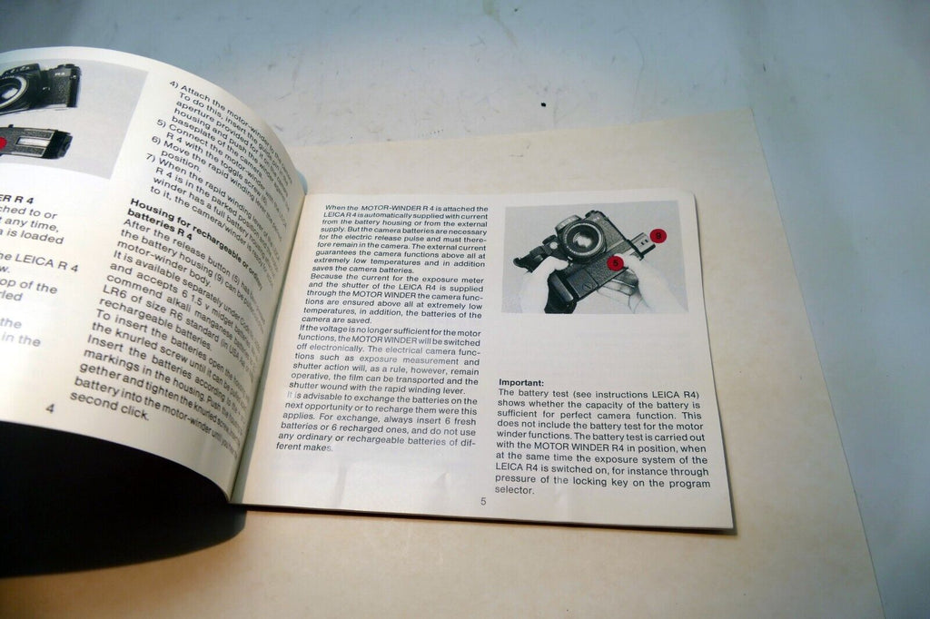 Leica R4 Motor-winder R-4 instruction Guide Book manual EN English