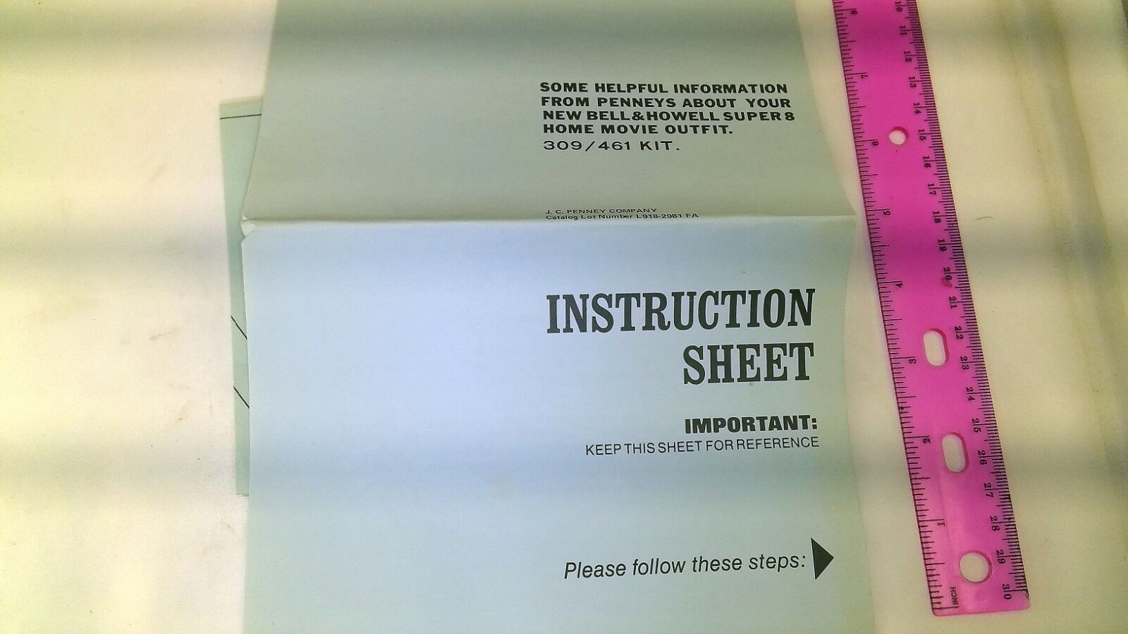 Bell & Howell 461 Super 8mm Projector 309 outfit kit sheet warranty only 1960's