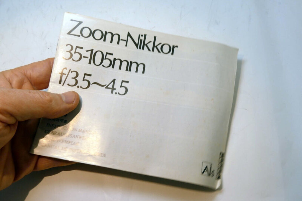Nikon Zoom Nikkor 35-105mm f3.5-4.5 Ai-s LENS Instruction Guide Manual 1985