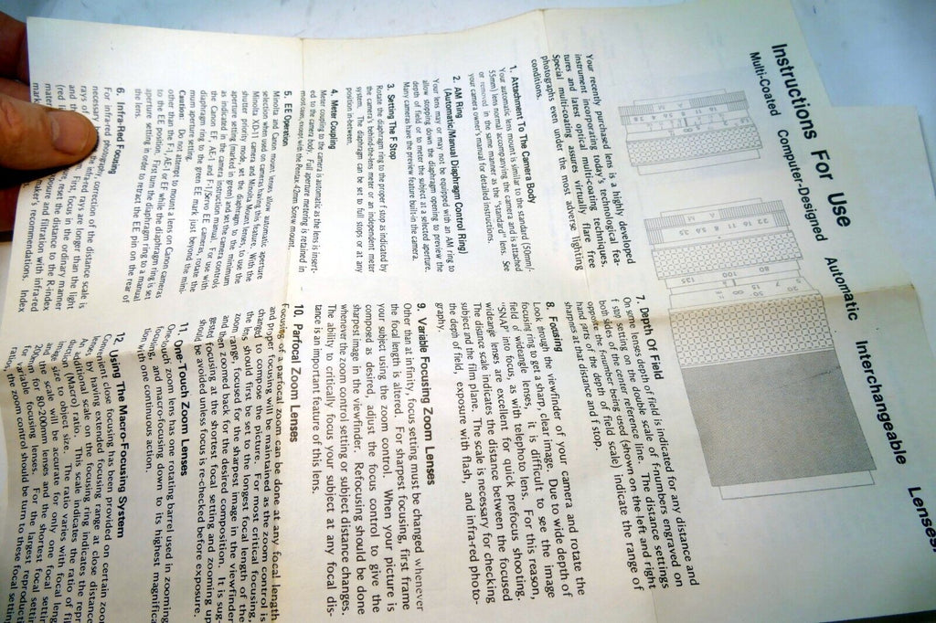 Toyo Optics Lens Instructions Guide English 28mm f2.8