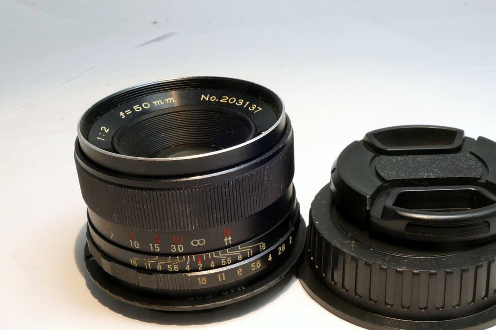 Mamiya 50mm f2 M42 manual Lens lens adapted to Canon EOS EF cameras T7i T8i 90D