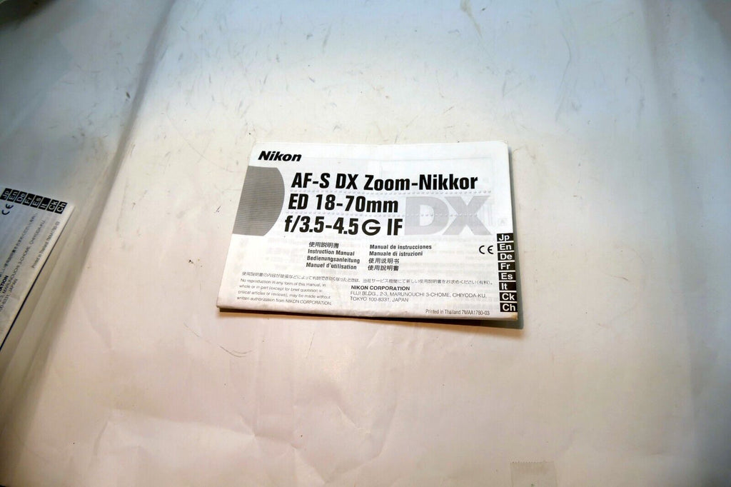 Nikon AF-S DX ED 18-70mm f3.5-4.5 G IF FLENS Instruction Guide Manual