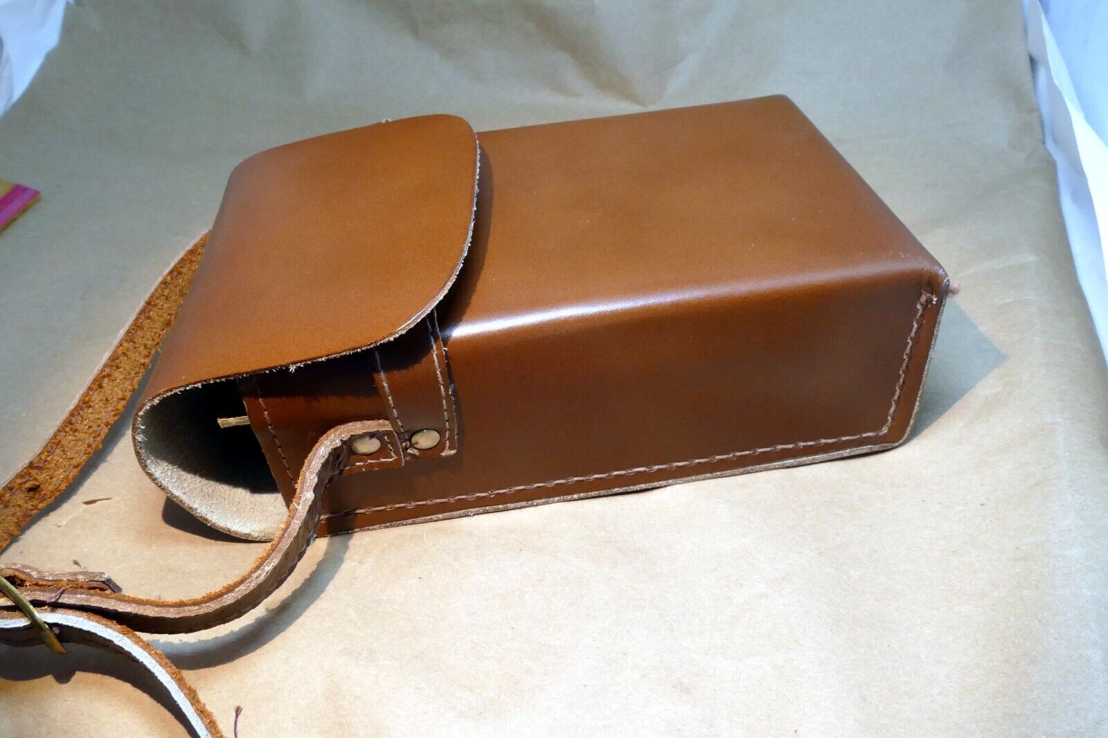Top Grown Leather Camera Case for Kodak made in USA vintage messenger with strap