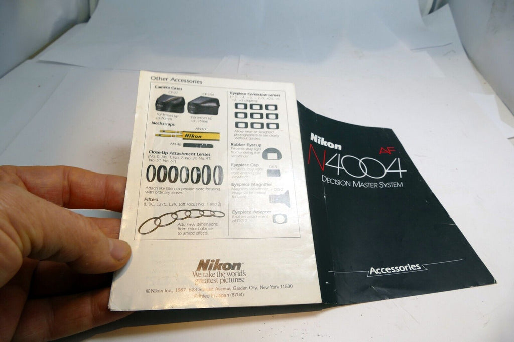 Nikon N4004 AF camera  Photo Guide Brochure accessory list