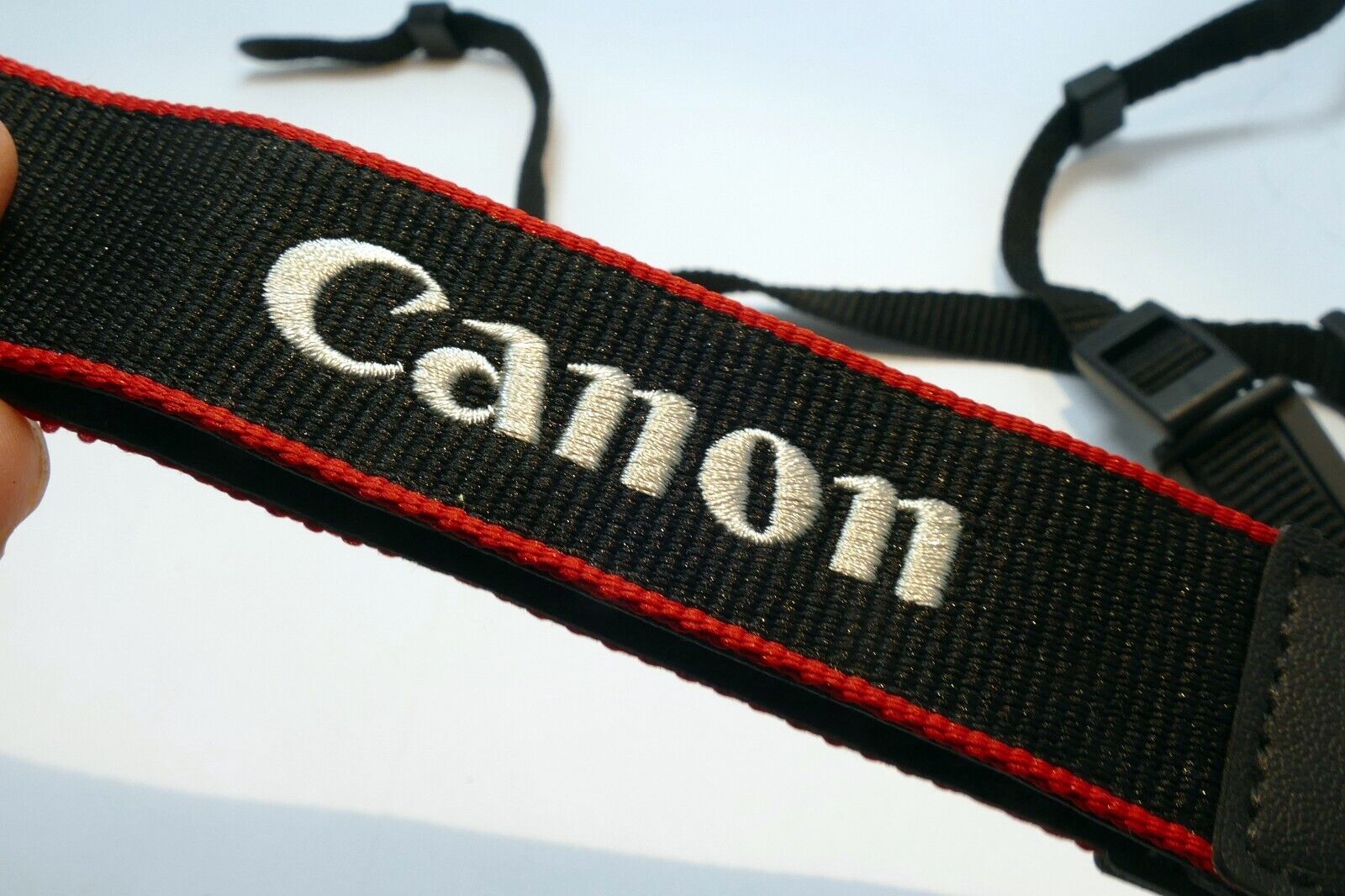 Canon EOS Camera Shoulder Strap Black-White Embroidered 3cm wide - OEM Genuine