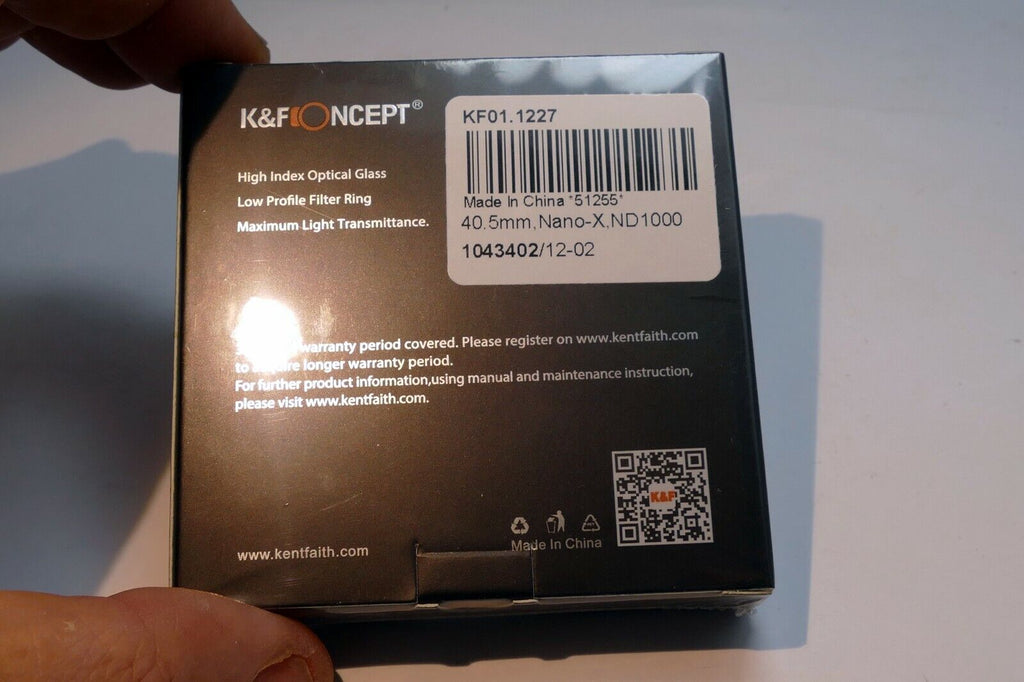 40.5mm K&F Nano X MRC ND 1000 3.0 10 Stop Neutral Density Lens Filter IR