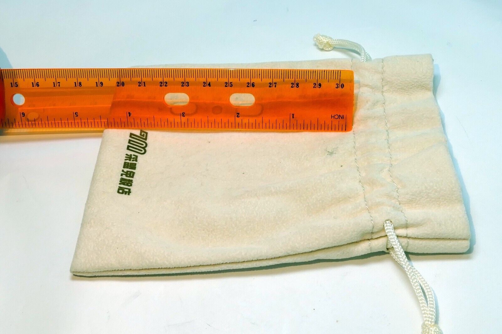 "M" Camera Accessory small Drawstring Bag 5X5" for lens white
