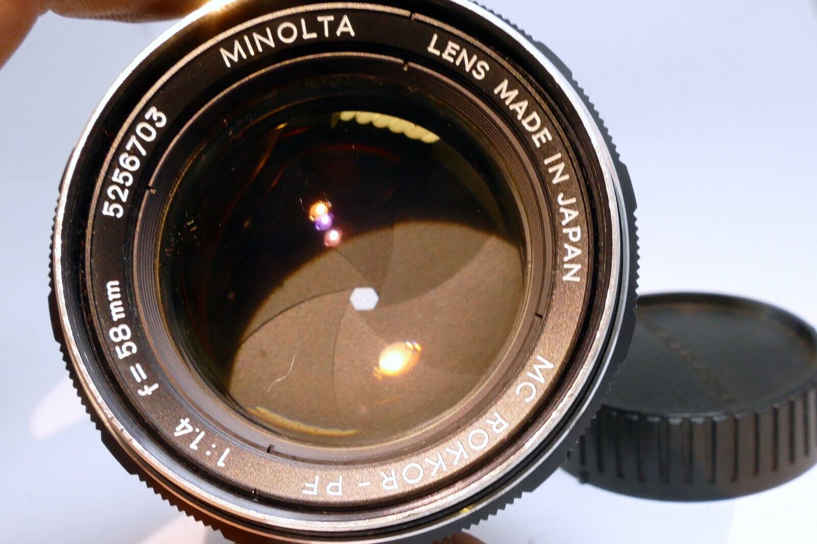 Minolta  58mm f1.4 Lens manual focus MC Rokkor-PF  w/ fungus AS IS PARTS
