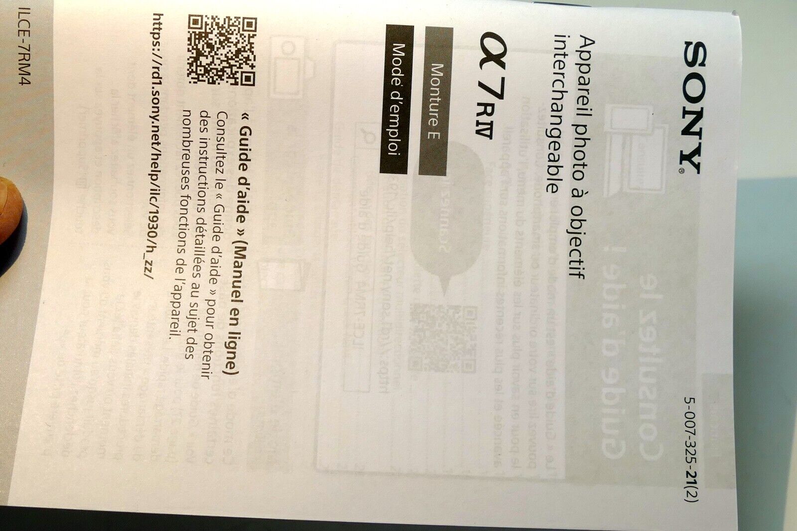 Sony Alpha α7R IV Camera ILCE7RM4 guide manual operating French Mode d'emploi