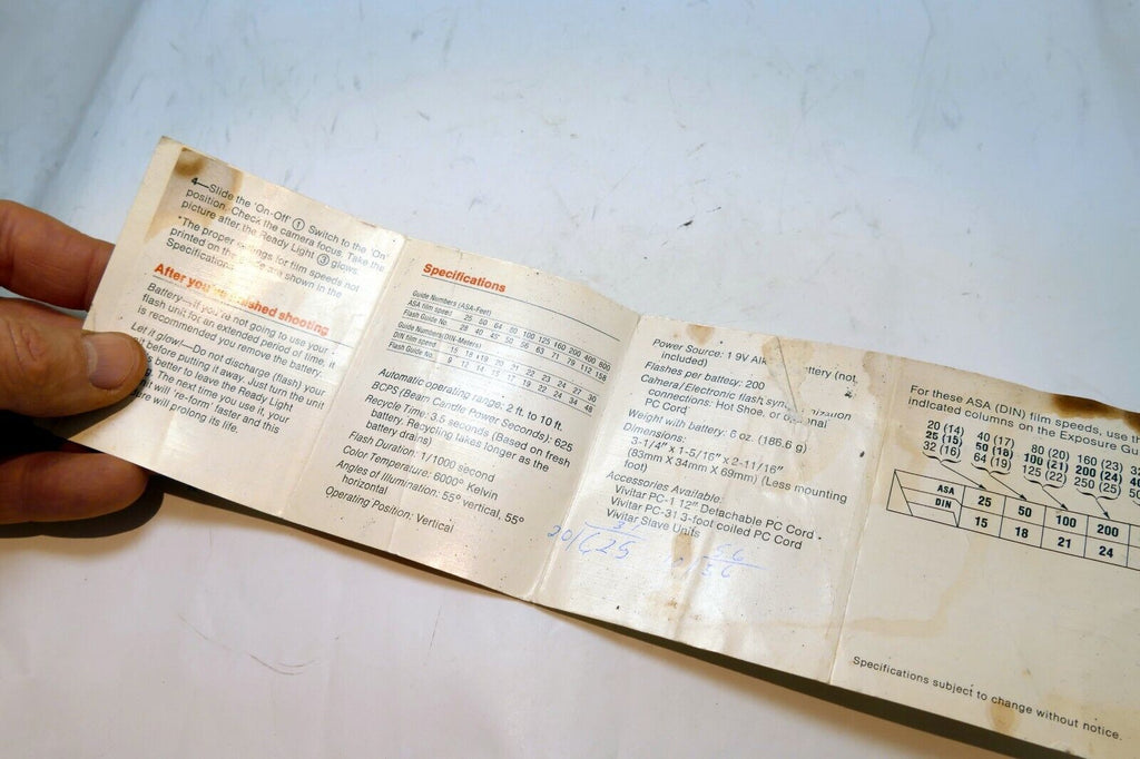 Vivitar Auto 200 model flash  Instructions manual guide English EN
