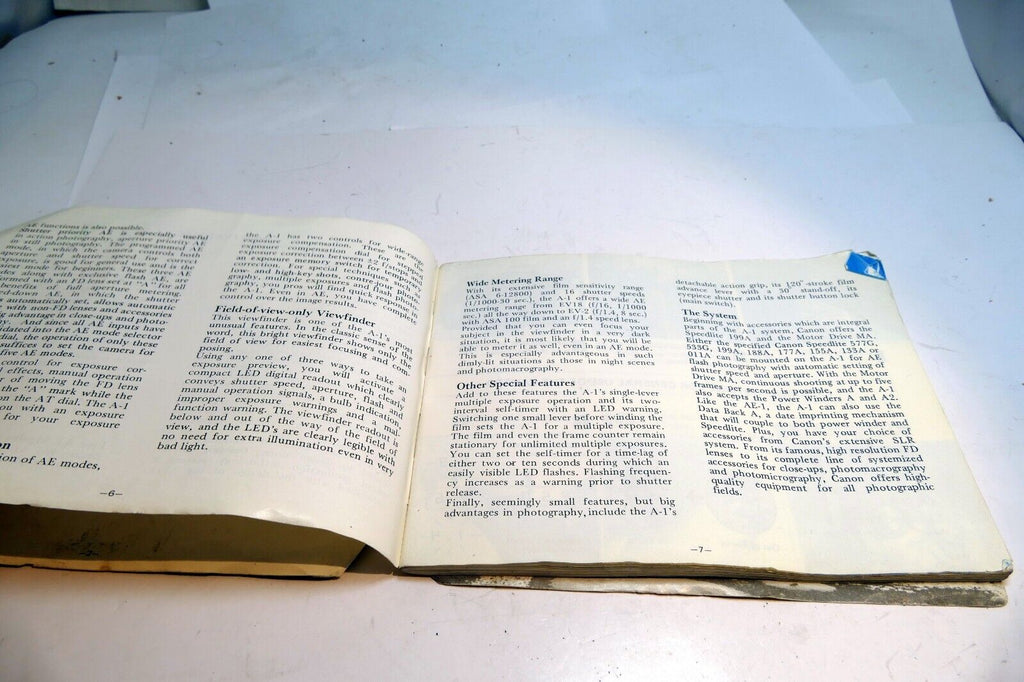 Canon A-1 Camera Manual Original Instruction Guide Book A1  English EN