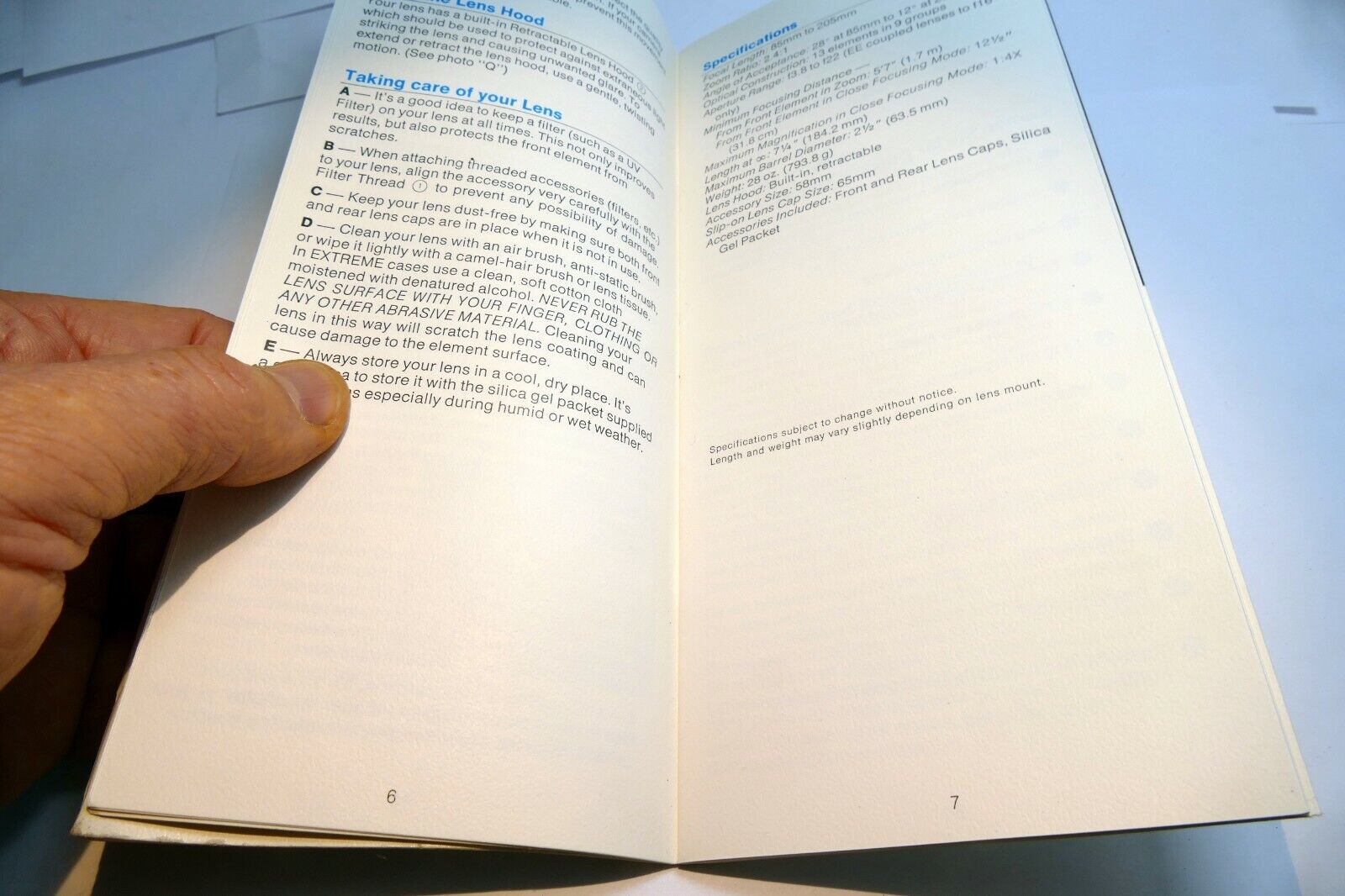 Vivitar 85-205mm f3.8 Close focus lens Instruction Owner's Manual Guide