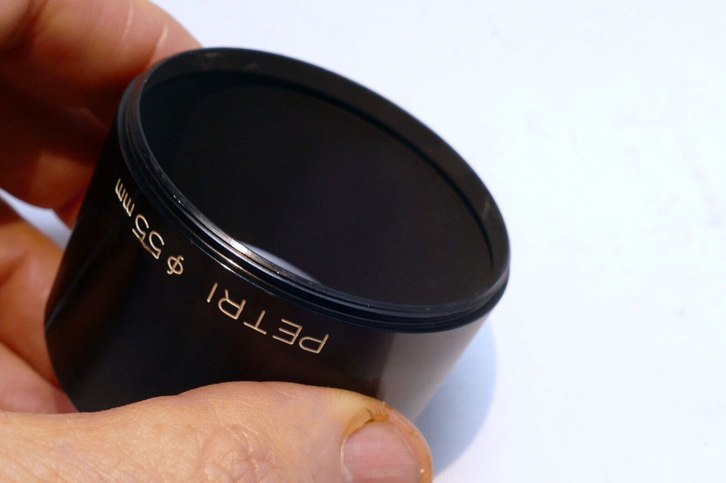 PETRI 55mm threaded Lens Hood Shade screw in metal telephoto