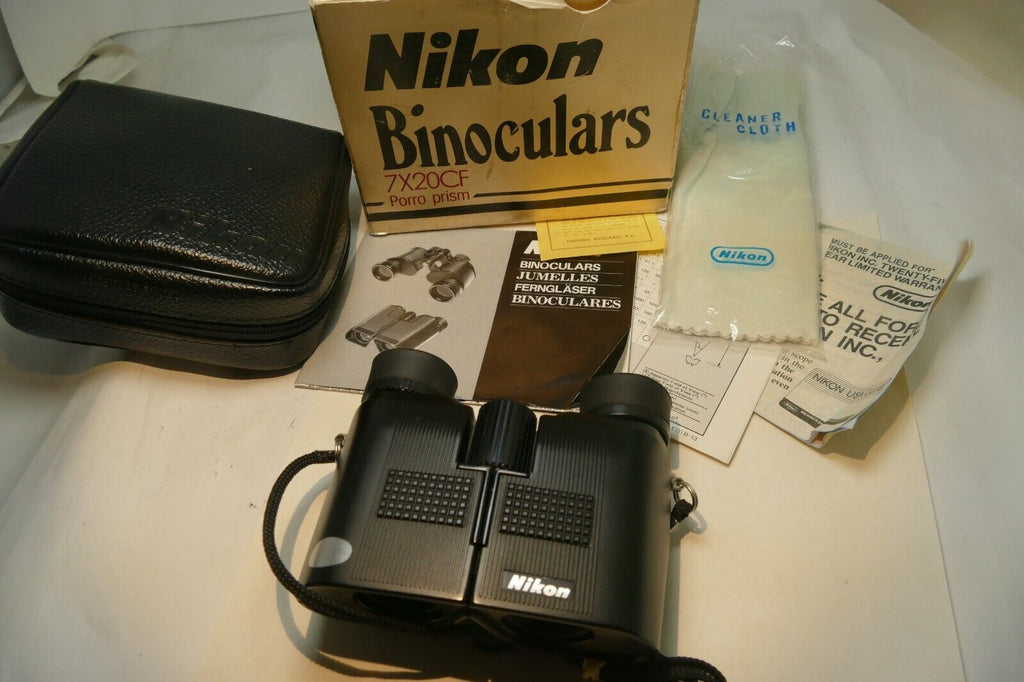 NIKON Porro Prism Binoculars 7X20CF w/ case box, guide Nippon Kogaku Japan