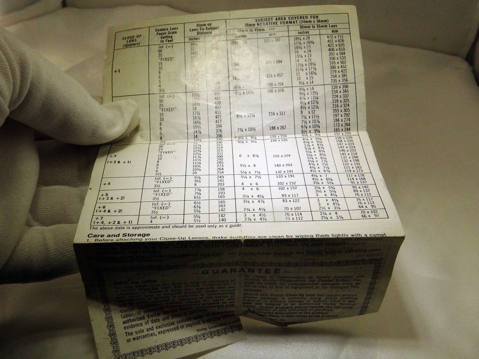 Vivitar Close-Up Macro Filters Instruction Sheet Guide +1 +2 +4 EN
