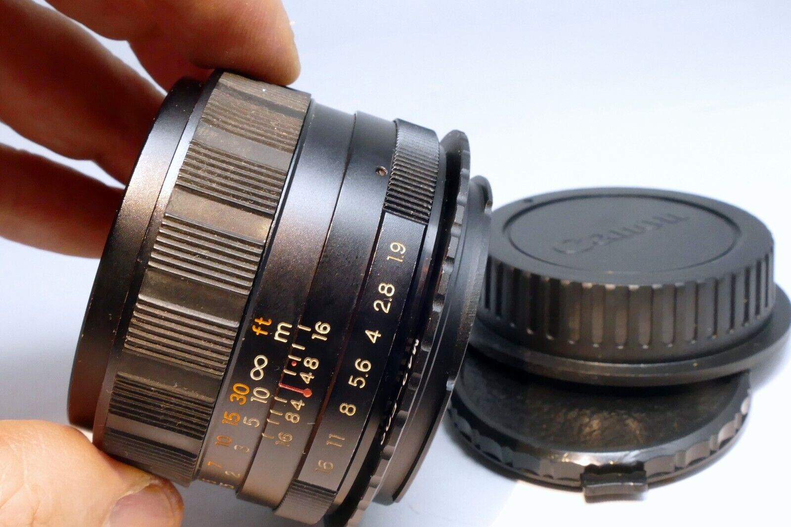 Yashica 50mm f1.9 M42 Lens adapted to Canon EOS EF SLR cameras T7i T8i 90D 80D