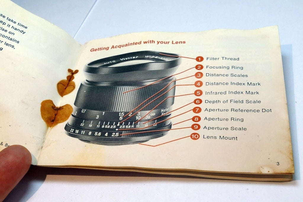 Vivitar Fixed 28mm f2.5 Wide Angle Lens  Owner's Manual guide English 1972