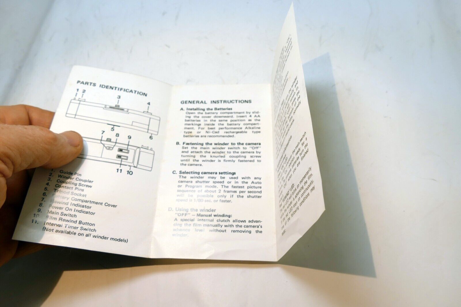 Power Winder for Nikon EM FG FG-20Instructions  guide manual English EN