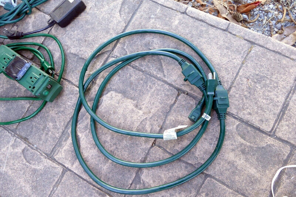 Outdoor Power Strip Stake Timer (Remote Control)  10ft Extension Cord - LOT PACK