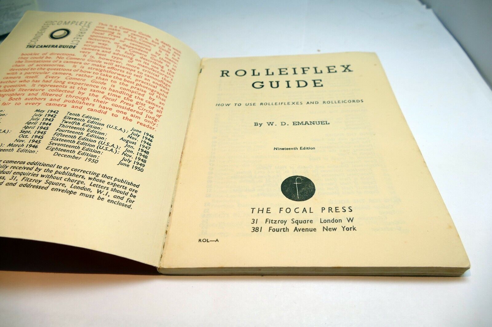 Rolleiflex Rolleicord TLR camera Instruction Guide Manual 1950 English
