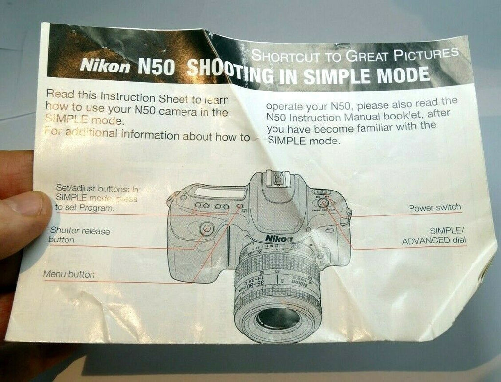 Nikon N50 camera booklet brochure simple guide