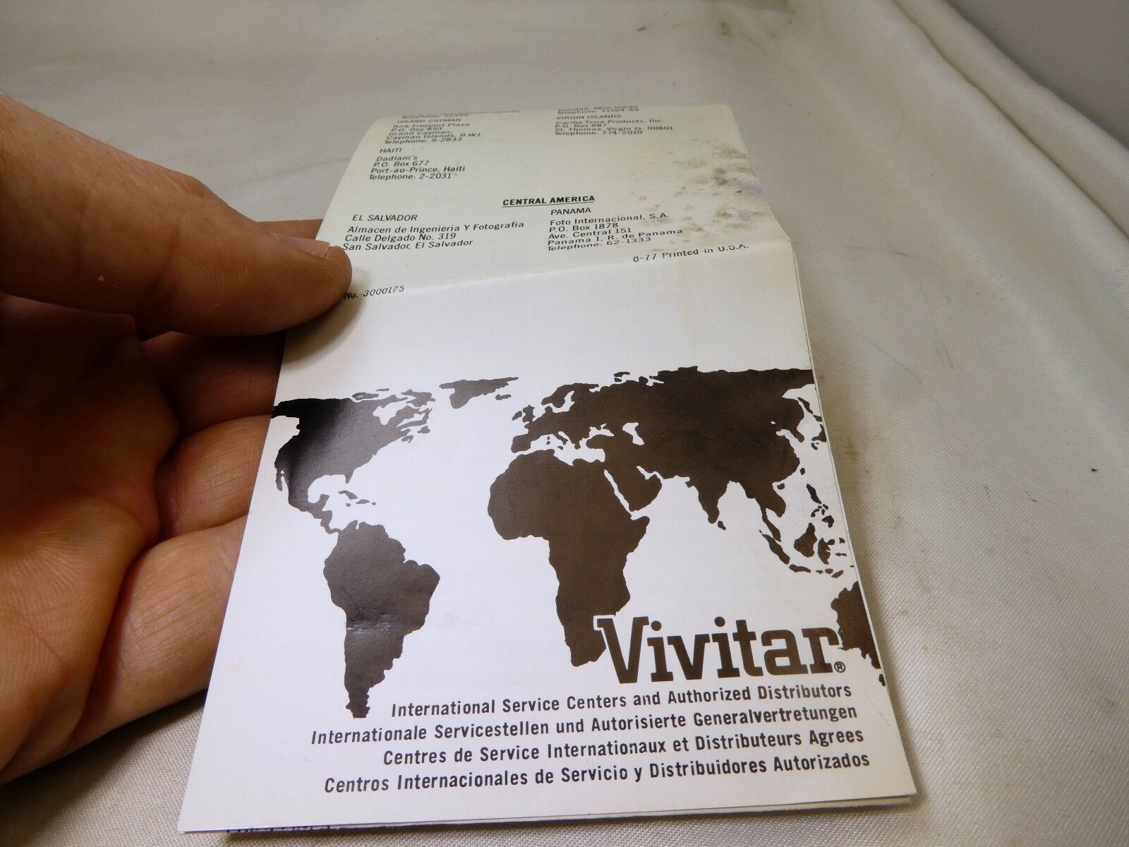 Vivitar lens filter  International Service Centers worldwide vintage 1070's